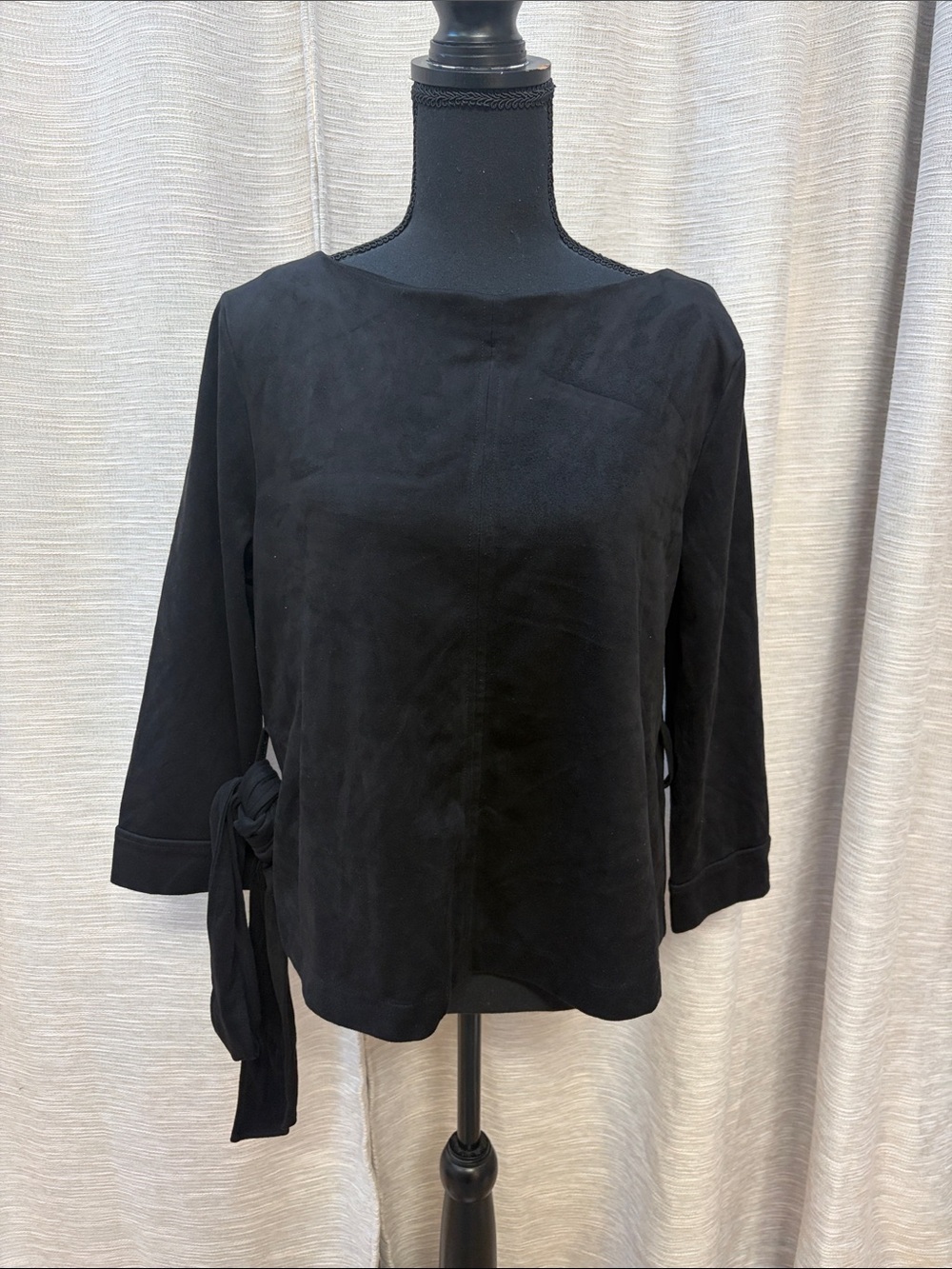 Banana Republic Black Side-Tie Boatneck Blouse